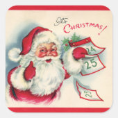 レトロヴィンテージクリスマスサンタホリデイ スクエアシール (正面)