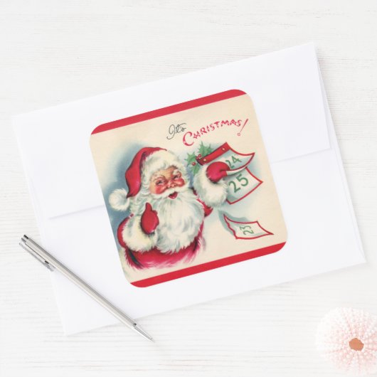 レトロヴィンテージクリスマスサンタホリデイ スクエアシール (封筒)