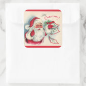レトロヴィンテージクリスマスサンタホリデイ スクエアシール (バッグ)