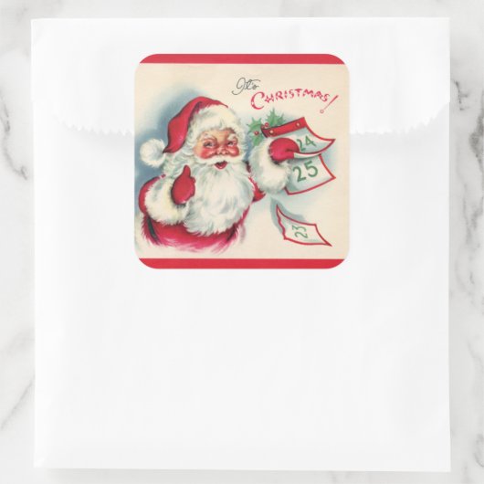 レトロヴィンテージクリスマスサンタホリデイ スクエアシール (バッグ)