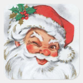 レトロヴィンテージクリスマスサンタホリデイ スクエアシール (正面)