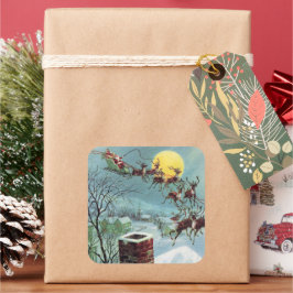 レトロヴィンテージクリスマスサンタホリデイ スクエアシール