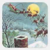 レトロヴィンテージクリスマスサンタホリデイ スクエアシール (正面)