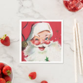 レトロヴィンテージクリスマスサンタホリデイ スタンダードカクテルナプキン (インサイチュ)