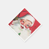 レトロヴィンテージクリスマスサンタホリデイ スタンダードカクテルナプキン (角)