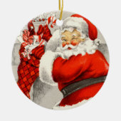 レトロヴィンテージクリスマスサンタホリデイ セラミックオーナメント (正面)