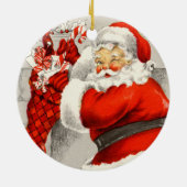レトロヴィンテージクリスマスサンタホリデイ セラミックオーナメント (裏面)