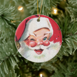 レトロヴィンテージクリスマスサンタホリデイ セラミックオーナメント