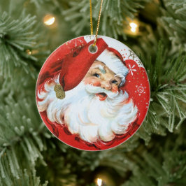 レトロヴィンテージクリスマスサンタホリデイ セラミックオーナメント