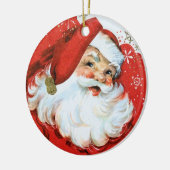 レトロヴィンテージクリスマスサンタホリデイ セラミックオーナメント (左)