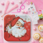 レトロヴィンテージクリスマスサンタホリデイ ペーパープレート (パーティー)