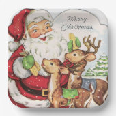 レトロヴィンテージクリスマスサンタホリデイ ペーパープレート (正面)