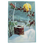 レトロヴィンテージクリスマスサンタホリデイ ミディアムペーパーバッグ (正面)