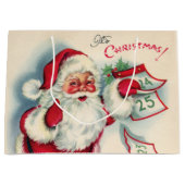 レトロヴィンテージクリスマスサンタホリデイ ラージペーパーバッグ (正面)