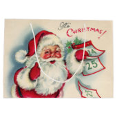 レトロヴィンテージクリスマスサンタホリデイ ラージペーパーバッグ (裏面)