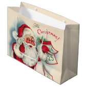 レトロヴィンテージクリスマスサンタホリデイ ラージペーパーバッグ (正面アングル)