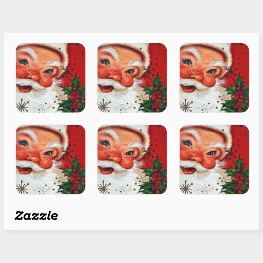 レトロヴィンテージクリスマスサンタホリデーシール スクエアシール (シート)