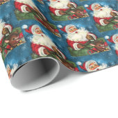 レトロヴィンテージクリスマスサンタホリデータイル ラッピングペーパー (ロールコーナー)