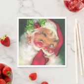 レトロヴィンテージクリスマスサンタホリデーパーティー スタンダードランチョンナプキン (インサイチュ)