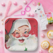 レトロヴィンテージクリスマスサンタホリデーパーティー ペーパープレート (パーティー)