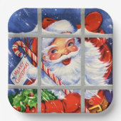 レトロヴィンテージクリスマスサンタホリデーパーティー ペーパープレート (正面)