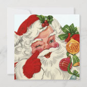 レトロヴィンテージクリスマスサンタホリデーパーティー 招待状 (正面)