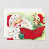 レトロヴィンテージクリスマスサンタホリデーポストカード シーズンポストカード (正面/裏面)