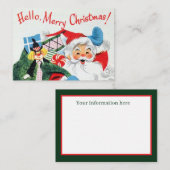 レトロヴィンテージクリスマスサンタホリデー 名刺 (正面/裏面)