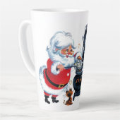 レトロヴィンテージクリスマスサンタミセスクロース休日 カフェラテマグ (左アングル)