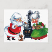 レトロヴィンテージクリスマスサンタミセスクロース休日 ポストカード (正面)