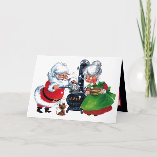 レトロヴィンテージクリスマスサンタミセスクロース カード (正面)