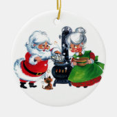 レトロヴィンテージクリスマスサンタミセスクロース セラミックオーナメント (正面)