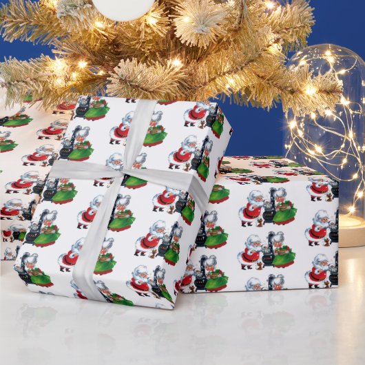 レトロヴィンテージクリスマスサンタミセスクロース ラッピングペーパー (クリスマス)