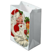 レトロヴィンテージクリスマスサンタ祖母 ミディアムペーパーバッグ (正面アングル)