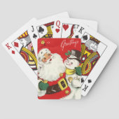 レトロヴィンテージクリスマスサンタ雪だるまホリデイ トランプ (裏面)