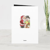 レトロヴィンテージクリスマスサンタ雪だるま気持ち シーズンカード (裏面)