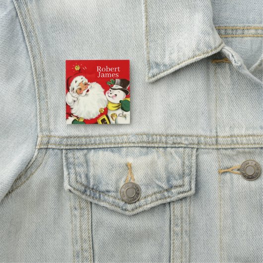 レトロヴィンテージクリスマスサンタ雪だるま追加の名前Na 名札 (インサイチュ)
