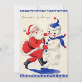 レトロヴィンテージクリスマスサンタ雪だるま シーズンカード (正面)