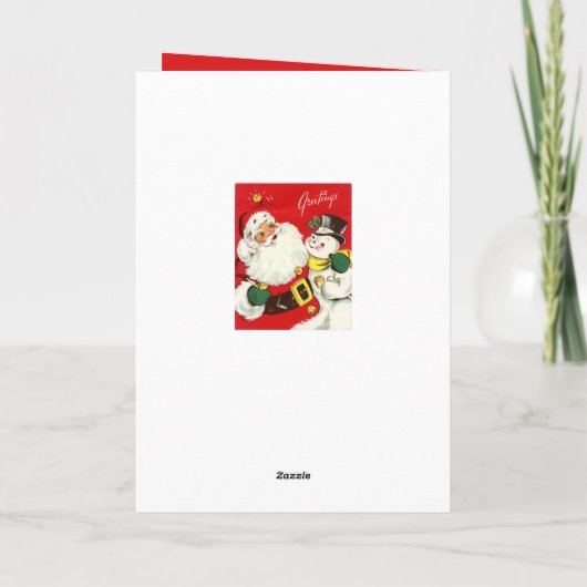 レトロヴィンテージクリスマスサンタ雪だるま シーズンカード (裏面)