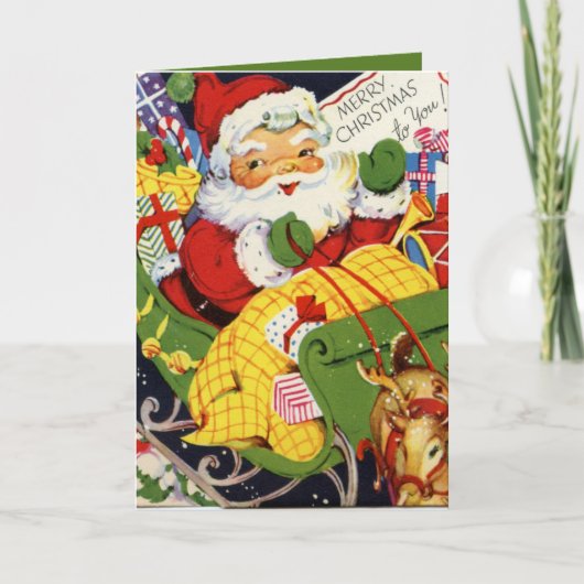 レトロヴィンテージクリスマスサンタ シーズンカード (正面)