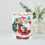 レトロヴィンテージクリスマスサンタ シーズンポストカード (スタンド正面)