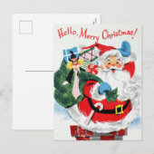レトロヴィンテージクリスマスサンタ シーズンポストカード (正面/裏面)