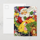 レトロヴィンテージクリスマスサンタ シーズンポストカード (正面/裏面)