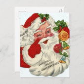 レトロヴィンテージクリスマスサンタ シーズンポストカード (正面/裏面)