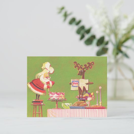 レトロヴィンテージクリスマスサンタ シーズンポストカード (スタンド正面)