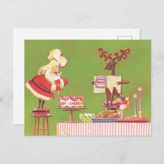 レトロヴィンテージクリスマスサンタ シーズンポストカード (正面/裏面)