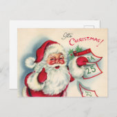 レトロヴィンテージクリスマスサンタ シーズンポストカード (正面/裏面)
