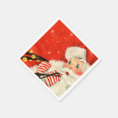 レトロヴィンテージクリスマスサンタ スタンダードカクテルナプキン (角)