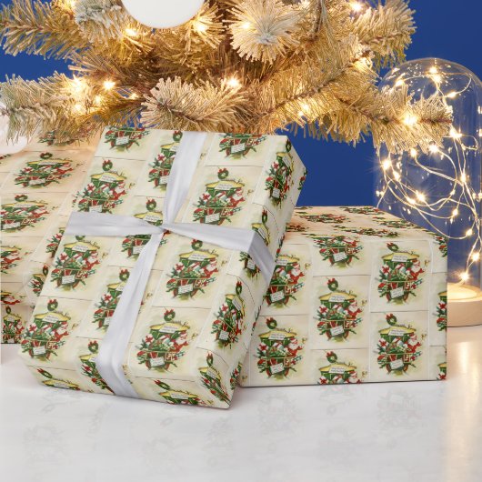 レトロヴィンテージクリスマスサンタ ラッピングペーパー (クリスマス)