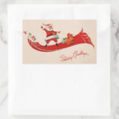 レトロヴィンテージクリスマスサンタ 長方形シール (バッグ)